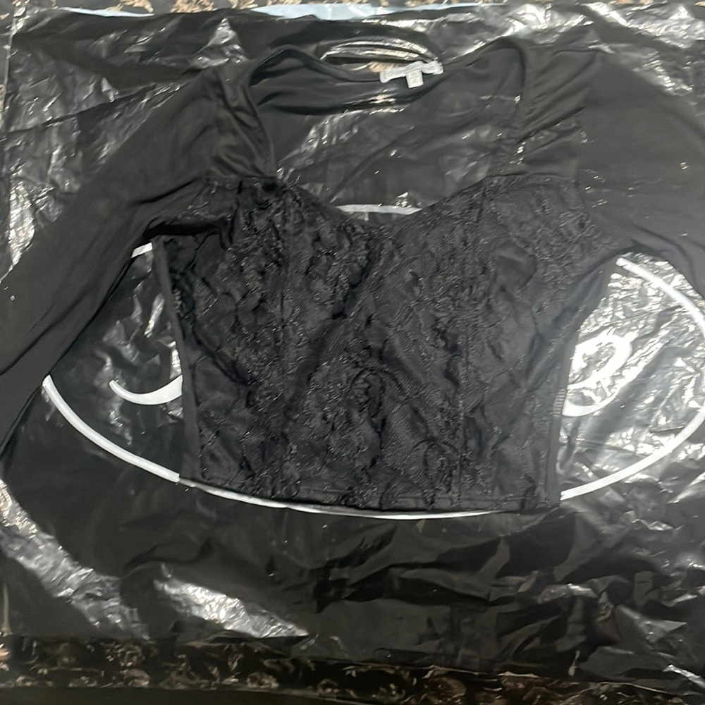 Women’s top, black mesh see through